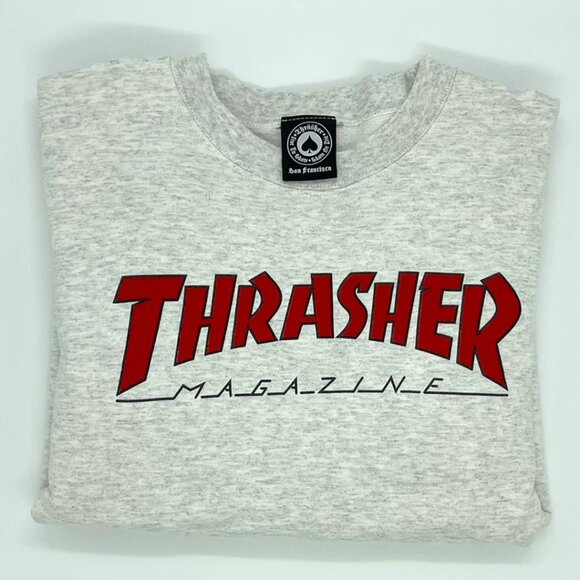 Classic Grey/Red Thrasher Crew Neck Sweater in Men's Small - Gently Loved - Picture 1 of 8